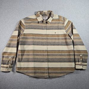 Womens Royal Robbins Flannel Shacket Button Shirt Clouds Resr Hemp Large Relax F